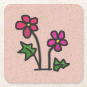 Porta-copo De Papel Quadrado Rosa macio das flores
