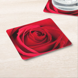 Porta-copo De Papel Quadrado Rosa vermelha