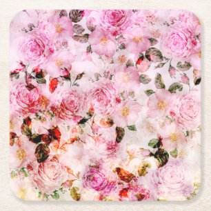 Porta-copo De Papel Quadrado Rosas Bonito de Cor de Água Rosa Cor de Lâmpada