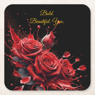 Porta-copo De Papel Quadrado Rosas em Bloom - Aniversário Elegante