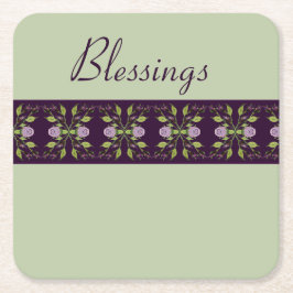 Porta-copo De Papel Quadrado Rosas Mauve com Roxo