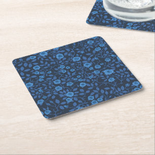 Porta-copo De Papel Quadrado Rosas selvagens em azul