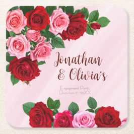 Porta-copo De Papel Quadrado Roses Engagement Party