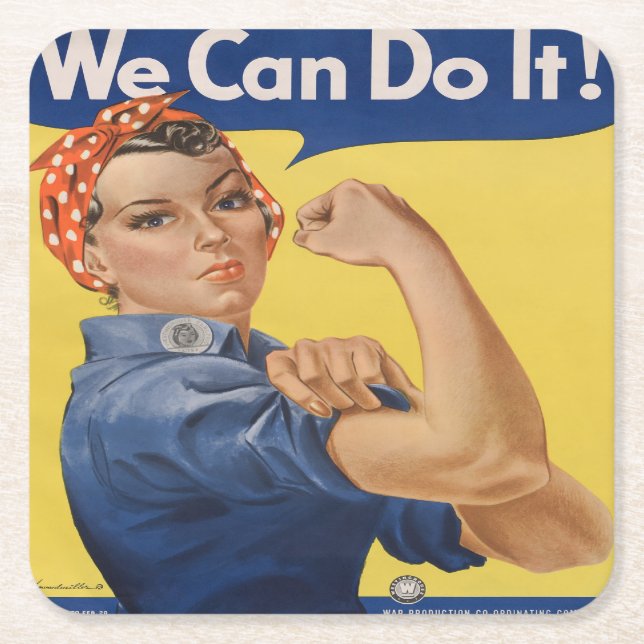 Porta-copo De Papel Quadrado Rosie the Riveter (Frente)