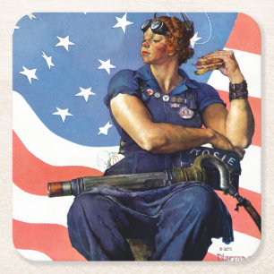 Porta-copo De Papel Quadrado "Rosie the Riveter"