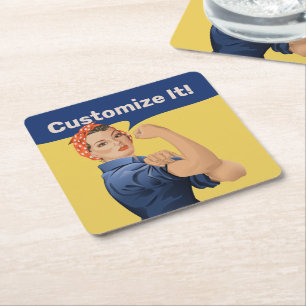 Porta-copo De Papel Quadrado Rosie the Riveter