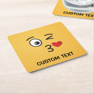 Porta-copo De Papel Quadrado Rosto Jogando Beijo