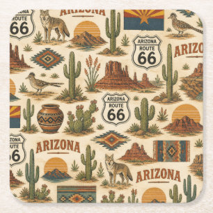 Porta-copo De Papel Quadrado Rota 66 do Arizona - Desert Sips