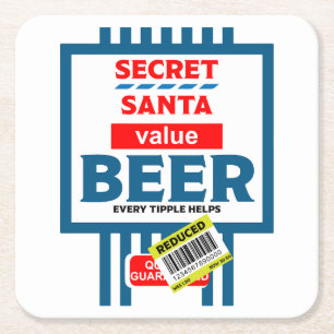 Porta-copo De Papel Quadrado Rótulos Engraçados de Cerveja de Natal
