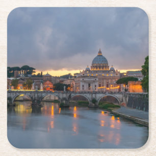 Porta-copo De Papel Quadrado Rua, Ponte Angelo, Rua, Basilica de Peter, Roma