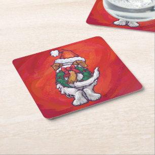 Porta-copo De Papel Quadrado Ruas, Bernard Christmas Em Vermelho