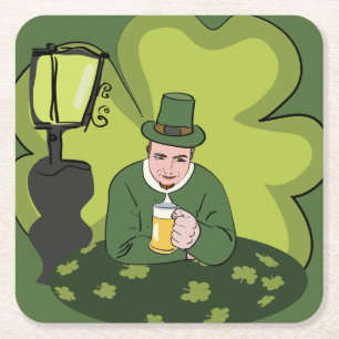 PORTA-COPO DE PAPEL QUADRADO "RUAS FELIZES. DIA DE PATRICK" LEPRECHAUN