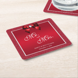 Porta-copo De Papel Quadrado Ruby Red & Na moda Gem Wedding