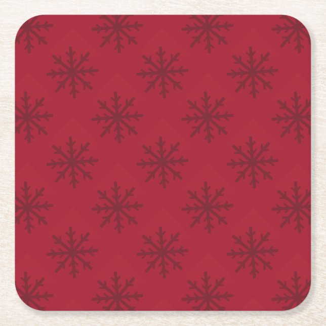 Porta-copo De Papel Quadrado Ruby Red Snowflake (Frente)
