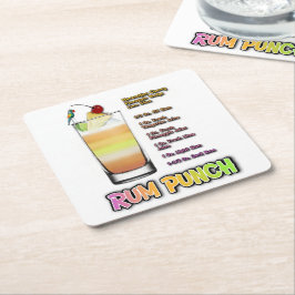 Porta-copo De Papel Quadrado RUM PUNCH Coquetel Recebe Arte