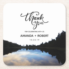 Porta-copo De Papel Quadrado ©Rustic Lake Reflections Lakeside Wedding Favor