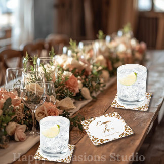 Porta-copo De Papel Quadrado Rustic Mexican Wedding Paper Coasters