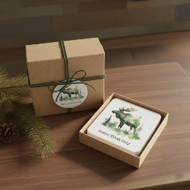 Porta-copo De Papel Quadrado Rustic Mossy Moose Wildlife | Custom Family Cabin 