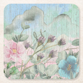 Porta-copo De Papel Quadrado Rustic Watercolor