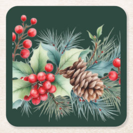 Porta-copo De Papel Quadrado Rustic Watercolor Border