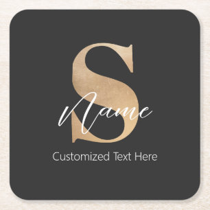 Porta-copo De Papel Quadrado S & Name Iniciais Monogramados Modernos Personaliz
