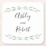 Porta-copo De Papel Quadrado Sage Greenery Porta copos Botânica, Casamento<br><div class="desc">Esta bela suíte de papelaria de casamento mostra verde de sábio aliado a faces modernas. A aquarela original cria um olhar elegante para o seu dia especial. Elementos de coordenação disponíveis.</div>