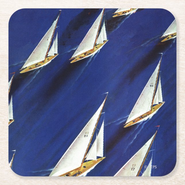 Porta-copo De Papel Quadrado Sailboat Regatta por Ski Weld (Frente)