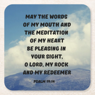 Porta-copo De Papel Quadrado Salmo 19:14 Que As Palavras Da Minha Boca