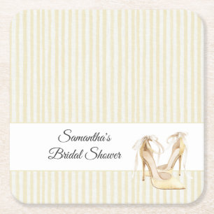 Porta-copo De Papel Quadrado Saltos altos amarelo manteiga listras Bridal Showe