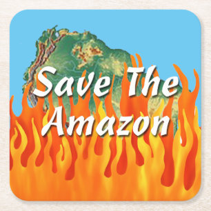 Porta-copo De Papel Quadrado Salvar a Amazônia