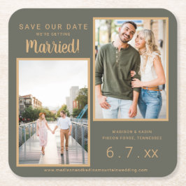 Porta-copo De Papel Quadrado Salvar Data 2 Foto Rust Brown Moss Porta copos Ver