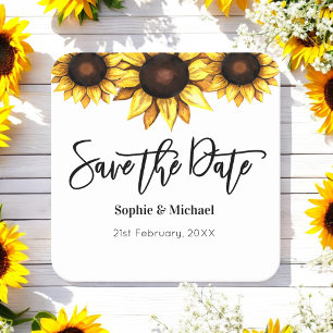 Porta-copo De Papel Quadrado Salve o casamento de Sunflower