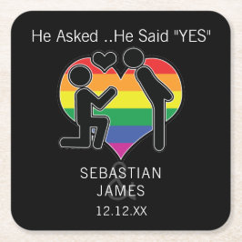 Porta-copo De Papel Quadrado Salve O Gay De Data Que Ele Disse Sim Personalizad