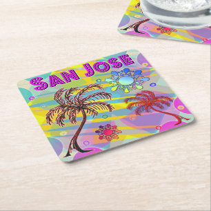 Porta-copo De Papel Quadrado San Jose Happy e Porta copos de esperança