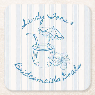 Porta-copo De Papel Quadrado Sandy Toe & Objetivos de Damas de Honra Festa de S