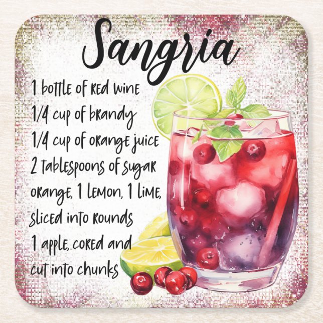 Porta-copo De Papel Quadrado Sangria (Frente)