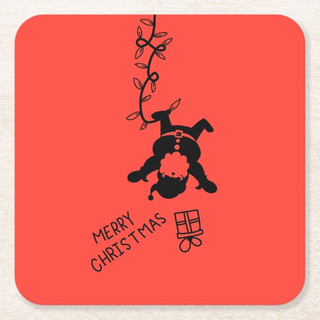 Porta-copo De Papel Quadrado Santa Distribution Gifts (Frente)