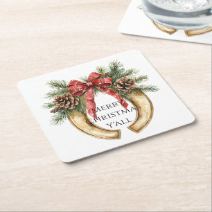 Porta-copo De Papel Quadrado Sapato de Cavalo Dourado ocidental Pinheiros de Na