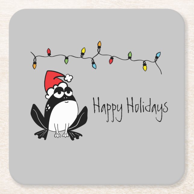 Porta-copo De Papel Quadrado Sapo de Natal Whimsical (Frente)