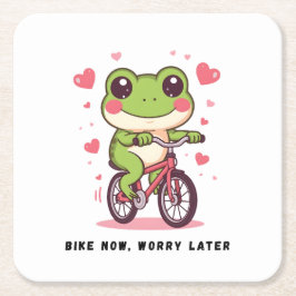 Porta-copo De Papel Quadrado Sapo Fofo Andando de Bicicleta | Presente Divertid