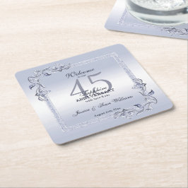 Porta-copo De Papel Quadrado Sapphire Gem & Glitter 45º Aniversário de Casament