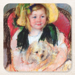 Porta-copo De Papel Quadrado Sara com seu cachorro, Cassatt