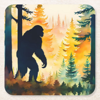 Porta-copo De Papel Quadrado Sasquatch in the woods Paper Coaster