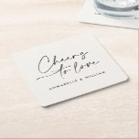 Porta-copo De Papel Quadrado Saúde para adorar o casamento moderno e minimo<br><div class="desc">A tipografia clássica moderna aplaude ousadamente o casamento a favor da decor mason jar. Com uma tipografia moderna,  elegante e simples. Natas naturais e cores pretas podem ser personalizadas.</div>