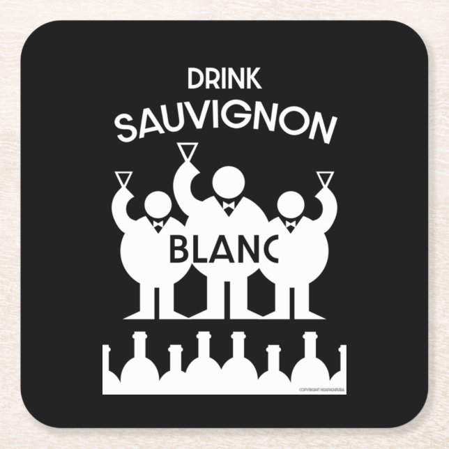 Porta-copo De Papel Quadrado Sauvignon Blanc Wine Drinker (Frente)