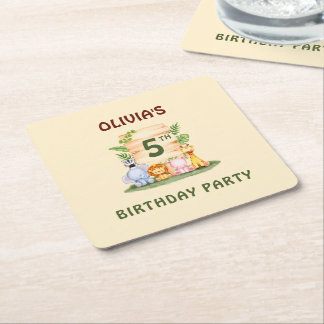 Porta-copo De Papel Quadrado Savannah giraffe lion hippo zebra elefante