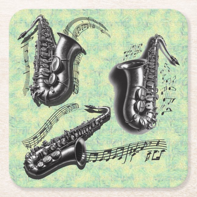 Porta-copo De Papel Quadrado Sax (Frente)