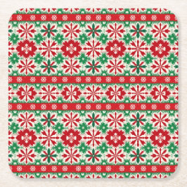 Porta-copo De Papel Quadrado Scandinavian Fair Isle Christmas Edition 2