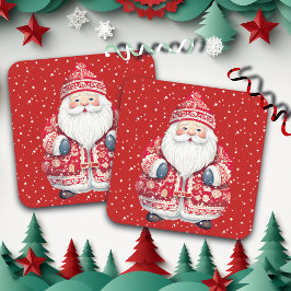 Porta-copo De Papel Quadrado Scandinavian Folk Santa Claus