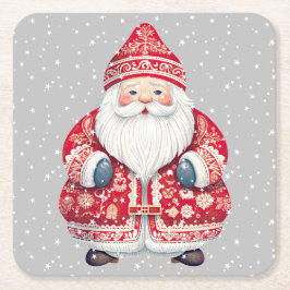 Porta-copo De Papel Quadrado Scandinavian Folk Santa Claus